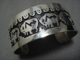 Museum Quality Vintage Native American Navajo Sherry Cisco Buffalo Sterling Silver Bracelet Old-Nativo Arts