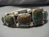 Museum Quality Vintage Native American Navajo Squared Royston Turquoise Sterling Silver Bracelet-Nativo Arts