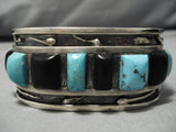 Museum Quality!! Vintage Native American Navajo Squared Turquoise Sterling Silver Bracelet Old-Nativo Arts
