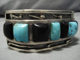 Museum Quality!! Vintage Native American Navajo Squared Turquoise Sterling Silver Bracelet Old-Nativo Arts