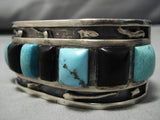Museum Quality!! Vintage Native American Navajo Squared Turquoise Sterling Silver Bracelet Old-Nativo Arts