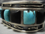 Museum Quality!! Vintage Native American Navajo Squared Turquoise Sterling Silver Bracelet Old-Nativo Arts