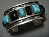 Museum Quality!! Vintage Native American Navajo Squared Turquoise Sterling Silver Bracelet Old-Nativo Arts