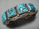 Museum Quality Vintage Native American Navajo Squared Turquoise Sterling Silver Bracelet Old-Nativo Arts
