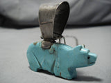 Museum Quality!! Vintage Native American Navajo Sterling Silver #8 Turquoise Bear Necklace Old-Nativo Arts