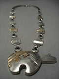 Museum Quality!! Vintage Native American Navajo Sterling Silver Gold Bear Necklace Old- Heavy!-Nativo Arts