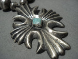 Museum Quality Vintage Native American Navajo Sterling Silver Turquoise Necklace Old-Nativo Arts