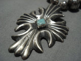 Museum Quality Vintage Native American Navajo Sterling Silver Turquoise Necklace Old-Nativo Arts