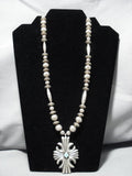 Museum Quality Vintage Native American Navajo Sterling Silver Turquoise Necklace Old-Nativo Arts