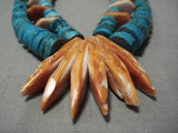 Museum Quality Vintage Native American Navajo Turquoise Sterling Silver Necklace Old-Nativo Arts