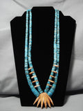 Museum Quality Vintage Native American Navajo Turquoise Sterling Silver Necklace Old-Nativo Arts