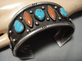 Museum Quality!! Vintage Native American Navajo Waving Sterling Silver Turquoise Bracelet Old-Nativo Arts