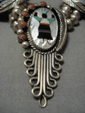 Museum Quality Vintage Native American Zuni Kachina Dancer Turquoise Sterling Silver Necklace-Nativo Arts