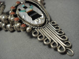 Museum Quality Vintage Native American Zuni Kachina Dancer Turquoise Sterling Silver Necklace-Nativo Arts
