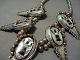 Museum Quality Vintage Native American Zuni Kachina Dancer Turquoise Sterling Silver Necklace-Nativo Arts
