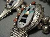 Museum Quality Vintage Native American Zuni Kachina Dancer Turquoise Sterling Silver Necklace-Nativo Arts