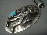 Museum Quality!! Vintage Navajo 14k Gold Turquoise Sterling Native American Jewelry Silver Necklace-Nativo Arts