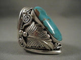 Museum Quality Vintage Navajo #8 Turquoise Native American Jewelry Silver Ring Old-Nativo Arts