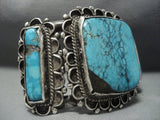 Museum Quality! Vintage Navajo Blue Diamond Turquoise Sterling Native American Jewelry Silver Bracele-Nativo Arts