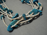 Museum Quality Vintage Navajo Blue Wind Turquoise Native American Necklace Old-Nativo Arts