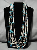 Museum Quality Vintage Navajo Blue Wind Turquoise Native American Necklace Old-Nativo Arts