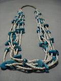 Museum Quality Vintage Navajo Blue Wind Turquoise Native American Necklace Old-Nativo Arts