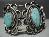 Museum Quality Vintage Navajo Carico Lake Turquoise Sterling Native American Jewelry Silver Bracelet Old-Nativo Arts
