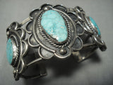 Museum Quality Vintage Navajo Carico Lake Turquoise Sterling Native American Jewelry Silver Bracelet Old-Nativo Arts
