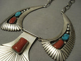 Museum Quality Vintage Navajo Chunky Coral Heavy Sterling Native American Jewelry Silver Pueblo Necklace-Nativo Arts