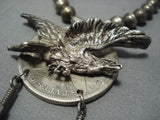 Museum Quality Vintage Navajo Coin Native American Jewelry Silver Eagle Sterling Native American Jewelry Silver Necklace Old-Nativo Arts