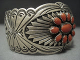 Museum Quality Vintage Navajo Coral Sterling Native American Jewelry Silver Bracelet Old Pawn-Nativo Arts