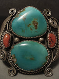 Museum Quality Vintage Navajo Green Turquoise Native American Jewelry Silver Applique Bracelet Old-Nativo Arts