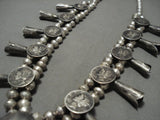 Museum Quality Vintage Navajo Mercury Dime Native American Jewelry Silver Squash Blossom Necklace-Nativo Arts