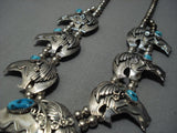 Museum Quality Vintage Navajo Native American Jewelry jewelry Big Turquoise Sterling Silver Leaf Bracelet-Nativo Arts