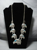 Museum Quality Vintage Navajo Native American Jewelry jewelry Big Turquoise Sterling Silver Leaf Bracelet-Nativo Arts