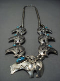 Museum Quality Vintage Navajo Native American Jewelry jewelry Big Turquoise Sterling Silver Leaf Bracelet-Nativo Arts