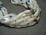 Museum Quality Vintage Navajo Native American Jewelry jewelry Turquoise **silver Tubes* Pearl Coral Necklace-Nativo Arts