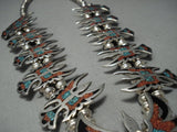 Museum Quality Vintage Navajo Native American Jewelry jewelry Turquoise Sterling Silver Squash Blossom Necklace-Nativo Arts