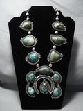 Museum Quality Vintage Navajo Native American Jewelry jewelry Turquoise Sterling Silver Squash Blossom Necklace-Nativo Arts