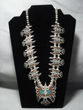 Museum Quality Vintage Navajo Native American Jewelry jewelry Turquoise Sterling Silver Squash Blossom Necklace-Nativo Arts