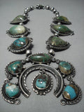 Museum Quality Vintage Navajo Native American Jewelry jewelry Turquoise Sterling Silver Squash Blossom Necklace-Nativo Arts