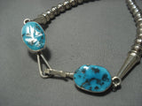 Museum Quality!! Vintage Navajo Norm Tubule Sterling Native American Jewelry Silver Turquoise Necklace-Nativo Arts