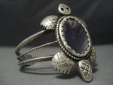 Museum Quality Vintage Navajo Purple Shell Sterling Native American Jewelry Silver Bracelet Old Pawn-Nativo Arts