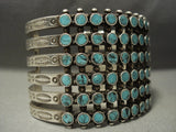 Museum Quality Vintage Navajo Snake Eyes Blue Diamond Turquoise Native American Jewelry Silver Bracelet-Nativo Arts