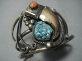 Museum Quality Vintage Navajo Spiderweb Turquoise Sterling Native American Jewelry Silver Bracelet Cuff-Nativo Arts
