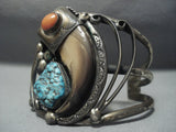 Museum Quality Vintage Navajo Spiderweb Turquoise Sterling Native American Jewelry Silver Bracelet Cuff-Nativo Arts