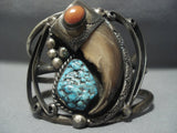 Museum Quality Vintage Navajo Spiderweb Turquoise Sterling Native American Jewelry Silver Bracelet Cuff-Nativo Arts