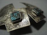 Museum Quality Vintage Navajo Spiderweb Turquoise Sterling Native American Jewelry Silver Earrings Old-Nativo Arts