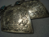 Museum Quality Vintage Navajo Spiderweb Turquoise Sterling Native American Jewelry Silver Earrings Old-Nativo Arts