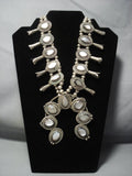 Museum Quality Vintage Navajo Sterling Native American Jewelry Silver Squash Blossom Necklace Old-Nativo Arts